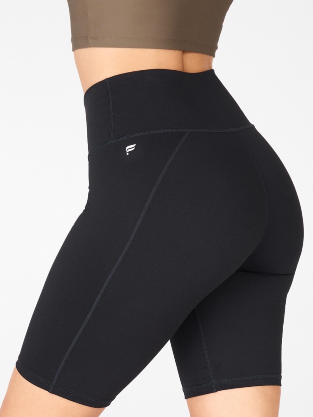 NEW Fabletics Black High Waisted Powerhold Shorts 9”